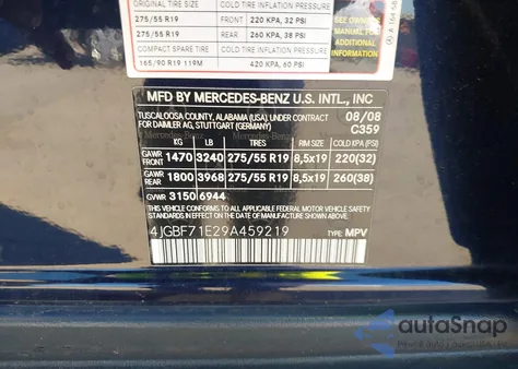 2009 Mercedes-Benz Gl 450 4Matic z USA, uszkodzony, nr VIN 4JGBF71E29A459219